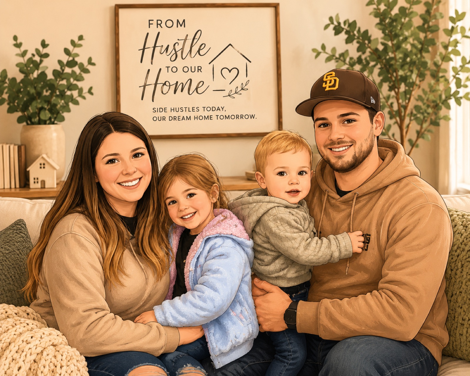 The four of us at home — the family behind From Hustle To Our Home