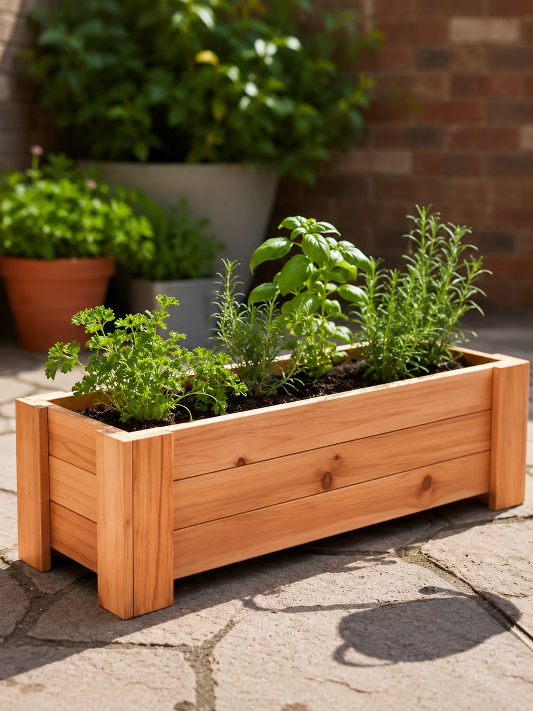 Handmade Cedar Footed Herb Planter Box