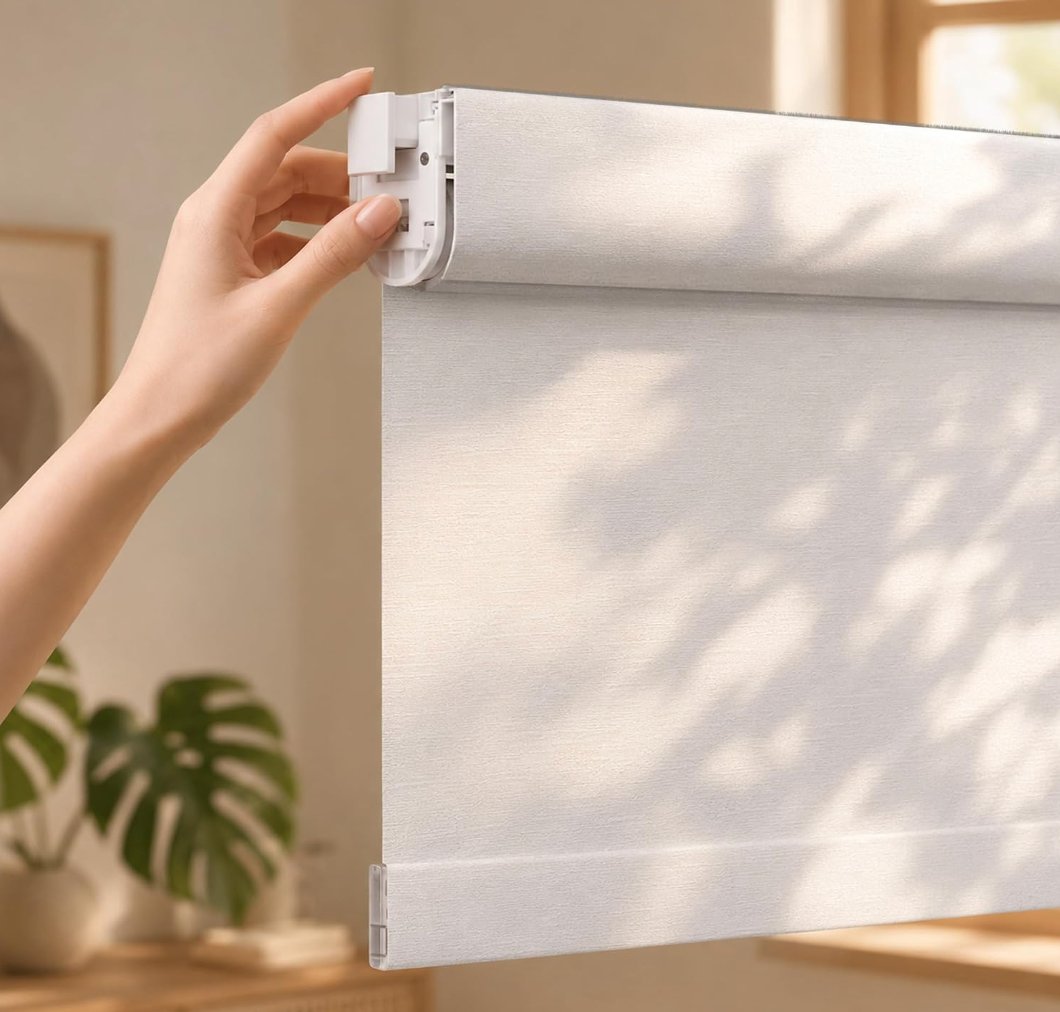 Cordless Blackout Roller Shade Light Blocking Room Darkening Rolled Up Blind